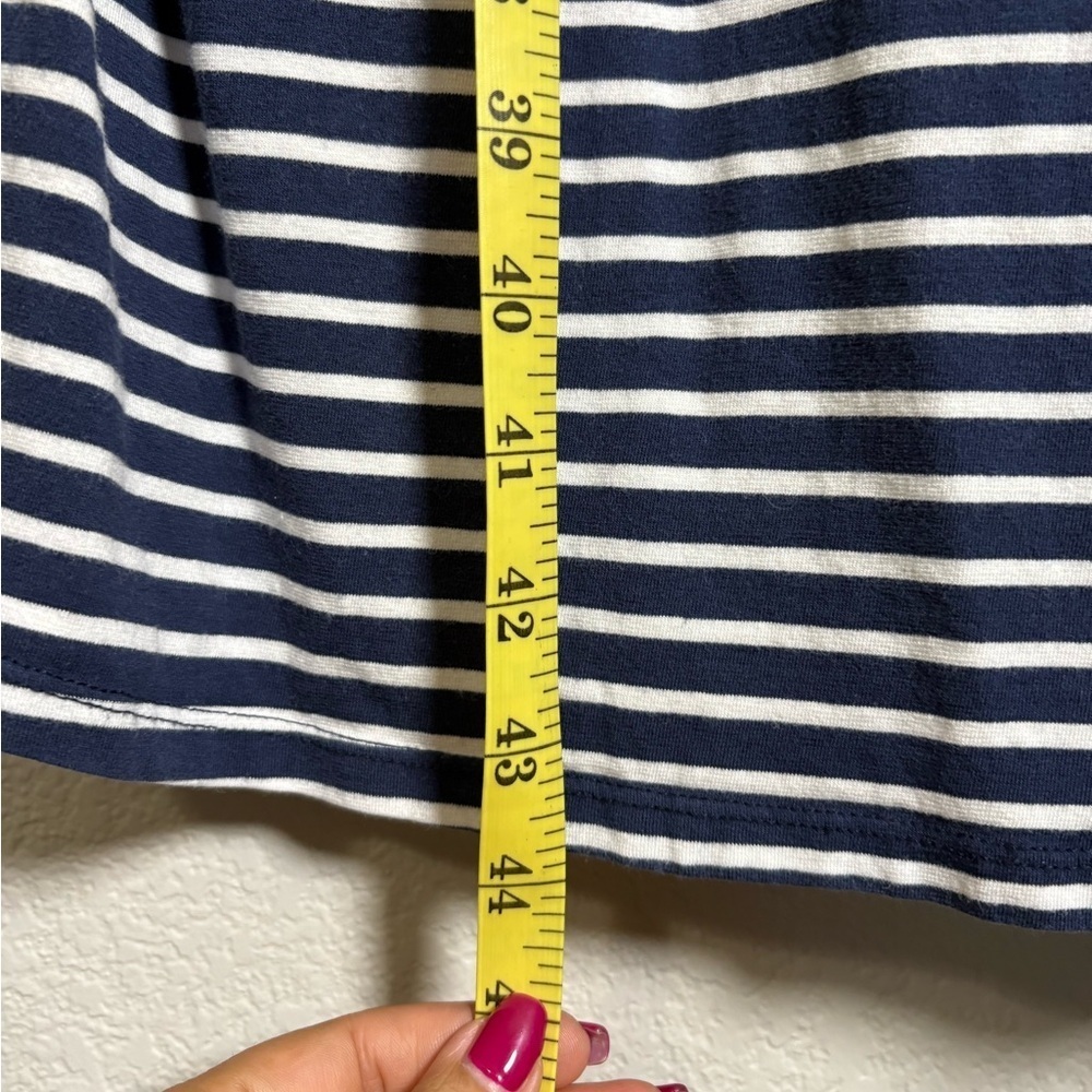Toad&Co Organic Cotton Samba Muse Navy/White Striped Dress w Side Cinch, Pocket - Picture 4 of 13